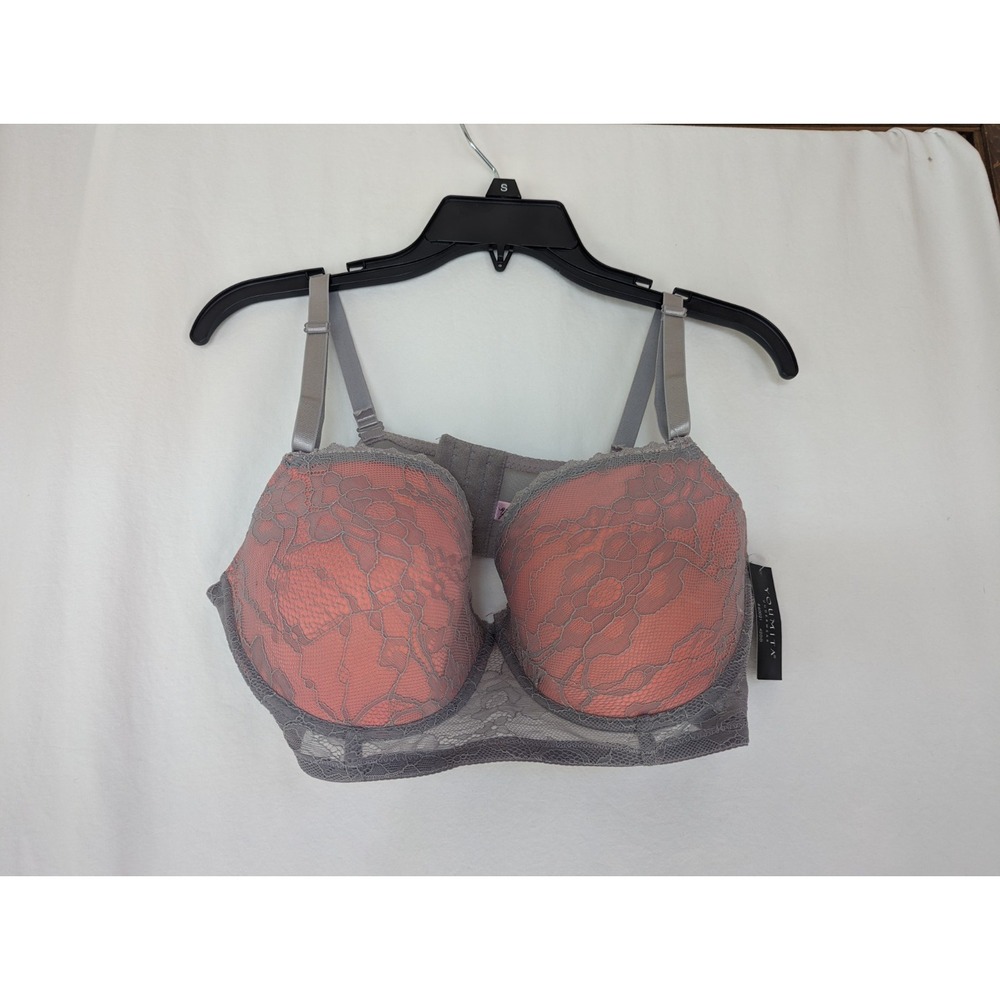 Youmita  Underwear Lace Padded Push Up Longline Underwire Bra  Size 42DD Grey